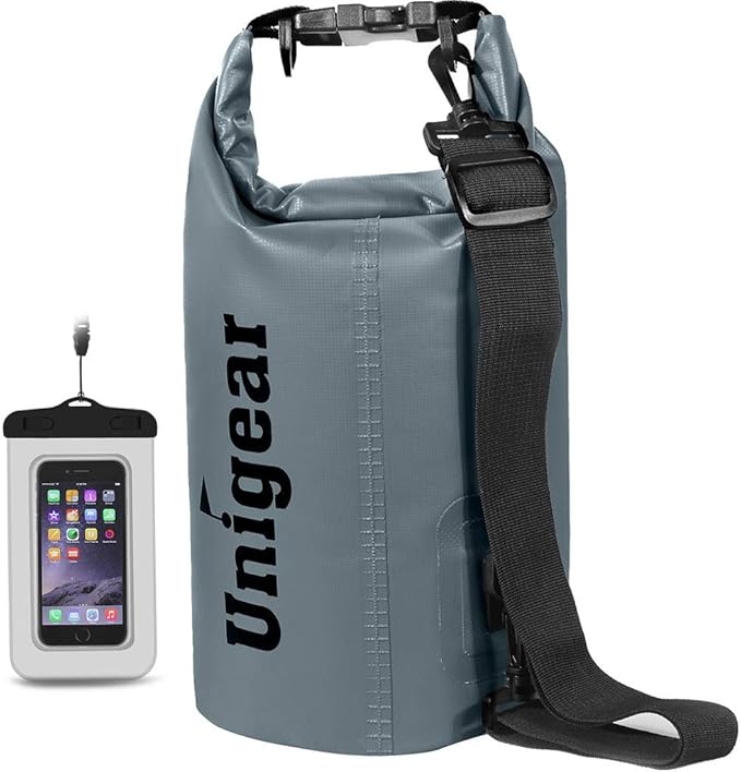 Unigear Dry Bag Waterproof, 2L/5L/10L/20L/30L/40L Floating and Lightweight Bags for Kayaking, Boating, Fishing, Swimming and Camping with Waterproof Phone Case