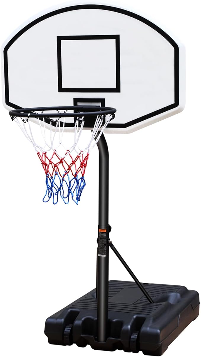 Pool Basketball Hoop, Adjustable Poolside Basketball Hoop with Wheels, Outdoor Height Adjustable Swimming Pool Basketball Goal Set, Perfect for Swimming Pool & Home Play