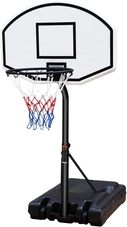 Pool Basketball Hoop, Adjustable Poolside Basketball Hoop with Wheels, Outdoor Height Adjustable Swimming Pool Basketball Goal Set, Perfect for Swimming Pool & Home Play