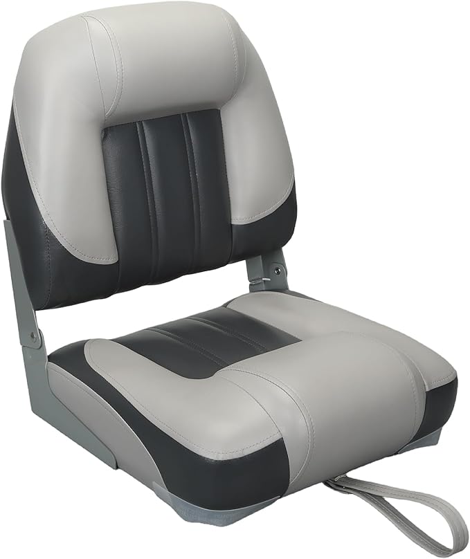 Elite Folding Boat Seat Low Back Boat Chair Fold-Down Fishing Boat Seats 2 Pack, Charcoal/Light Gray