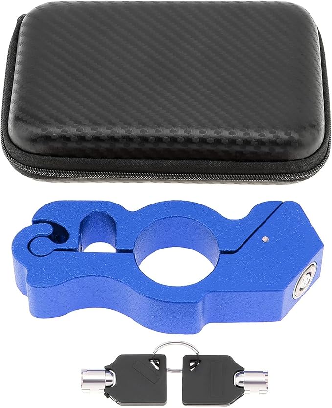 Windance Motorcycle Handlebar Lock Anti Theft Heavy Duty Brake Lever Parking Security Lock for Mopeds Motorbike Bike ATV (Blue)