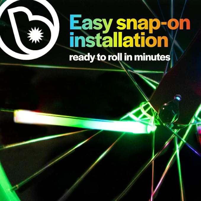 Brightz SpinBrightz LED Bike Spoke Lights for 1 Wheel - 3 Cool Solid Color & Modes - Ride with 100% Ultimate Style and Safety! Easy Clip-On Design - Turn Every Ride into a Dazzling Night Adventure