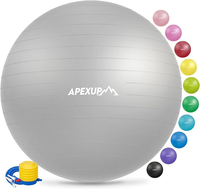 APEXUP Yoga & Pilates Ball - Anti Slip Heavy Duty Gym Ball for Fitness, Balance & Core Workout
