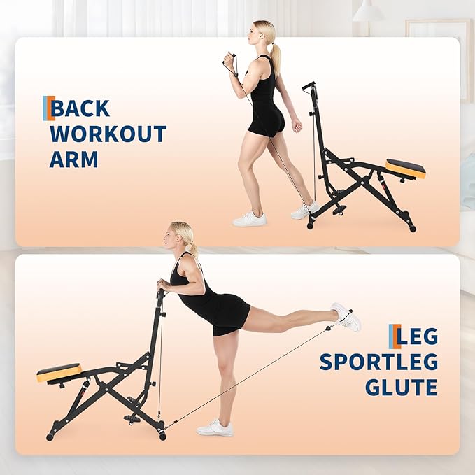Squat Machine for Home, Squat Assist Trainer with Adjustable 12-Level Resistance, Foldable and Easy Setup Squat Ride Rowing Machine for Women, Full Body Workout Gym for Glutes Legs Workout, 350 LBS Ca
