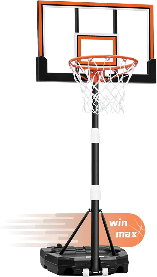 WIN.MAX Basketball Hoop Outdoor with Shatterproof Backboard and Larger Base, Portable Basketball Hoop Goal System Youth/Adults in Backyard/Driveway/Poolside