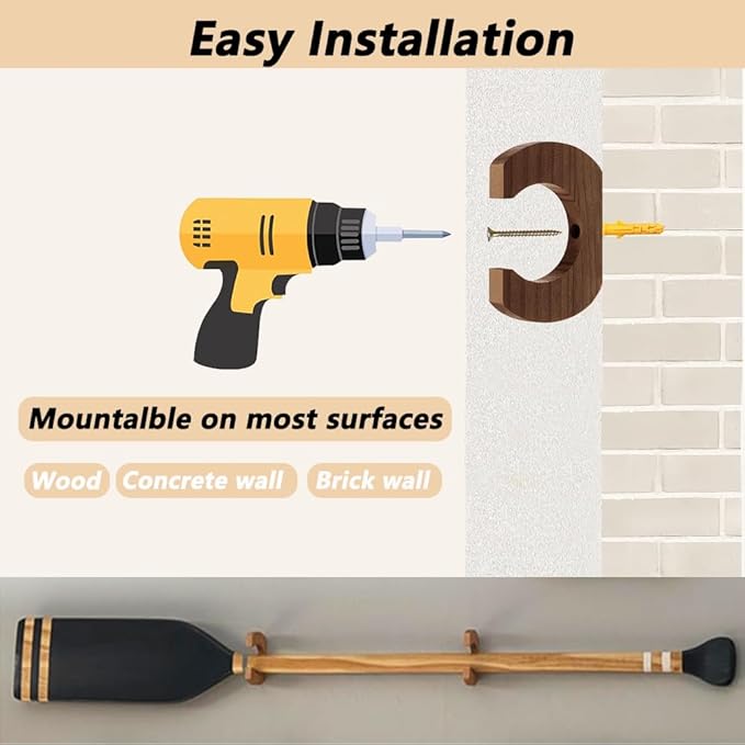 4 PCS Kayak Paddle Rack Hanging Board,Paddle Holder Hangers Racks Wall Storage Keeper Hanging Oar Wall Decor Oar Board Accessories for Paddle Storage Wall Rack,Kayak,SUP,Canoe Paddles.-Brown