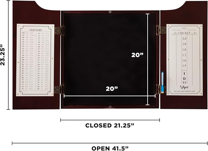 Viper Hudson Sisal/Bristle Steel Tip Dartboard Cabinet, Mahogany Finish