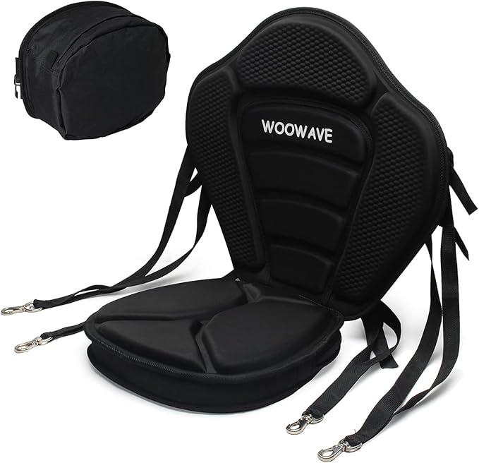 WOOWAVE Kayak Seat Padded Deluxe Paddleboard Seat Adjustable Boat Seat Cushioned Fishing Seat High Back Comfortable Backrest Support for Universal Sit