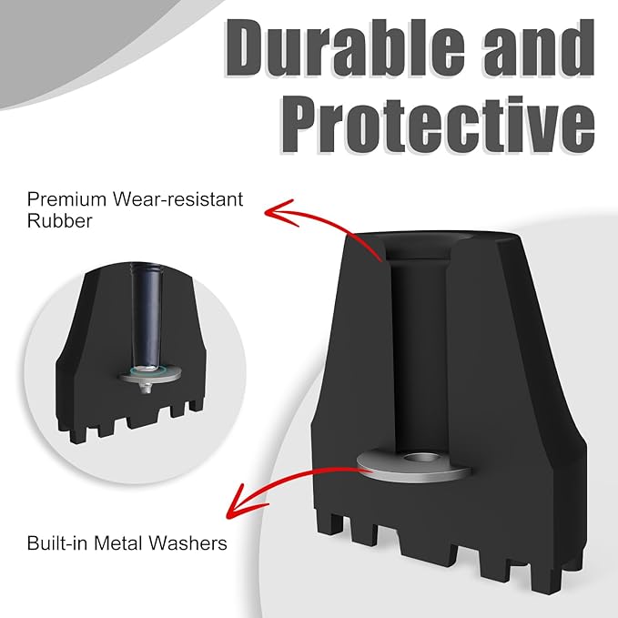 supregear Replacement Rubber Tips for Trekking Poles and Walking Sticks, Anti-Slip Shock-Absorbing Black Feet Caps, Universal Fits 11 mm Standard Hiking Canes and Collapsible Walkers
