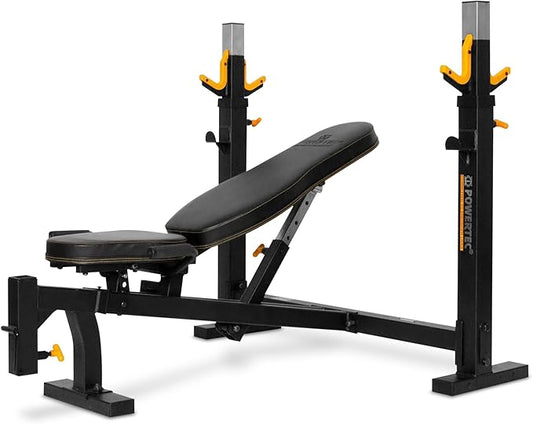 PowerTec Workbench Olympic Weight Bench Press for Home Gym WB-OB16 - Adjustable Workout Bench with 9 Horizontal, Vertical Positions, 7 Incline Positions, Decline - Fitness Equipment