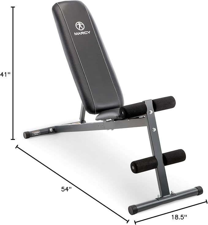 Marcy Exercise Utility Bench for Upright, Incline, Decline, and Flat Exercise SB-261W , Black , 42.00 x 19.00 x 51.00 inches