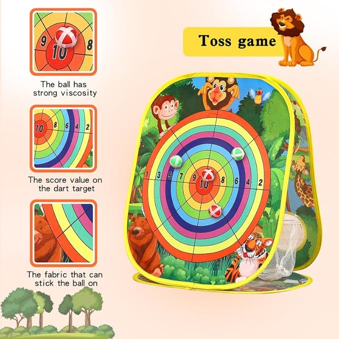 Bean Bag Toss Game for Kids/Double-Sided Foldable Cornhole Board/Backyard Beach Yard Outdoor Toys for Kids Ages 4-8/5-Second Setup/Party Supplies for Kids