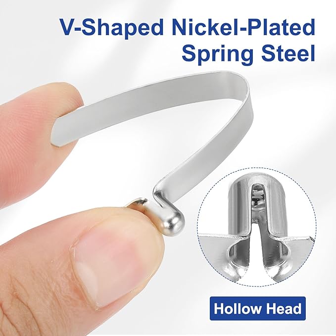 HARFINGTON Single Button Kayak Paddle Snap Spring Clip Spring Steel V-Shaped Hollow Lift Telescopic Locking Tube Pole Clips for Tent Umbrella Camping