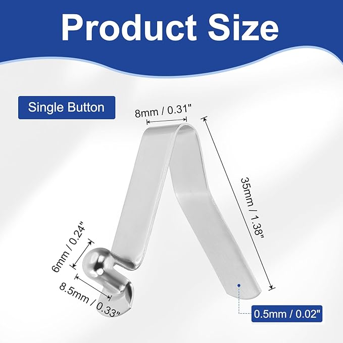 HARFINGTON Single Button Kayak Paddle Snap Spring Clip Spring Steel V-Shaped Hollow Lift Telescopic Locking Tube Pole Clips for Tent Camping