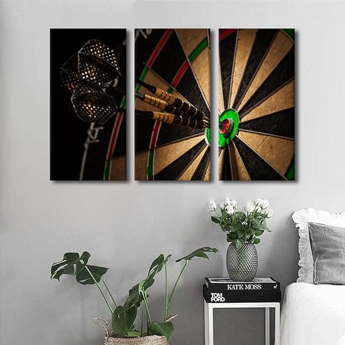 Wall Art Retro Dart Board Canvas Wall Art for Bedroom Leisure Sport Wall Paintings for Living Room Motivational Office Modern Wall Art Pictures Print On Canvas Giclee Framed Ready to Hang, 28"Wx42"H