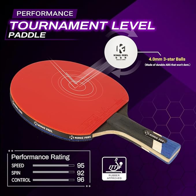 Professional Ping Pong Paddles-Lightweight Carbon Fiber Table Tennis Rackets with 7-Ply Blade, 2.0mm Premium Sponge, ITTF Approved Rubber - for Tournament-Level Performance Table Tennis Paddles
