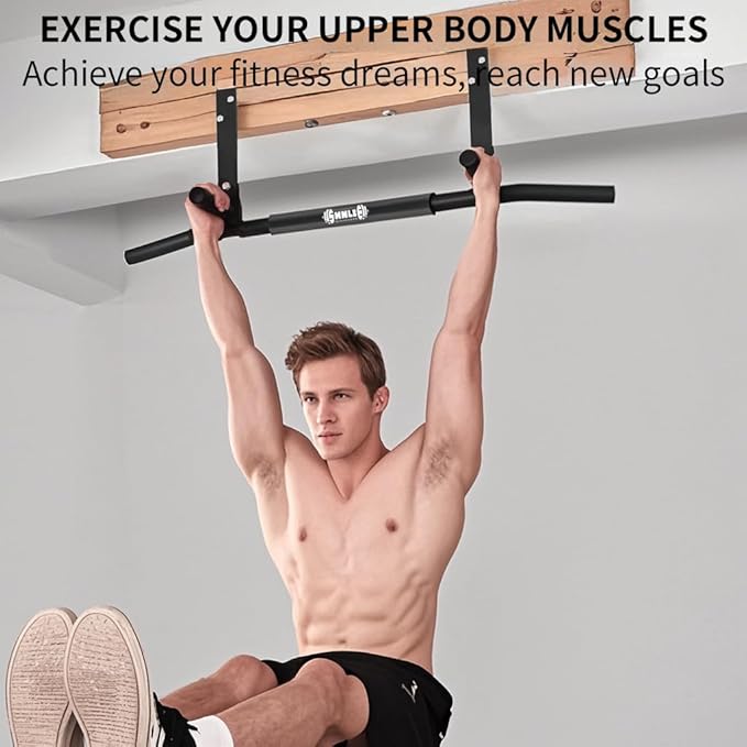 Joist Mounted Pull Up Bar, Ceiling Mount Chin Up Bar for Home Gym, Beam, Rafter, Easy installation, 42" Wide Bar