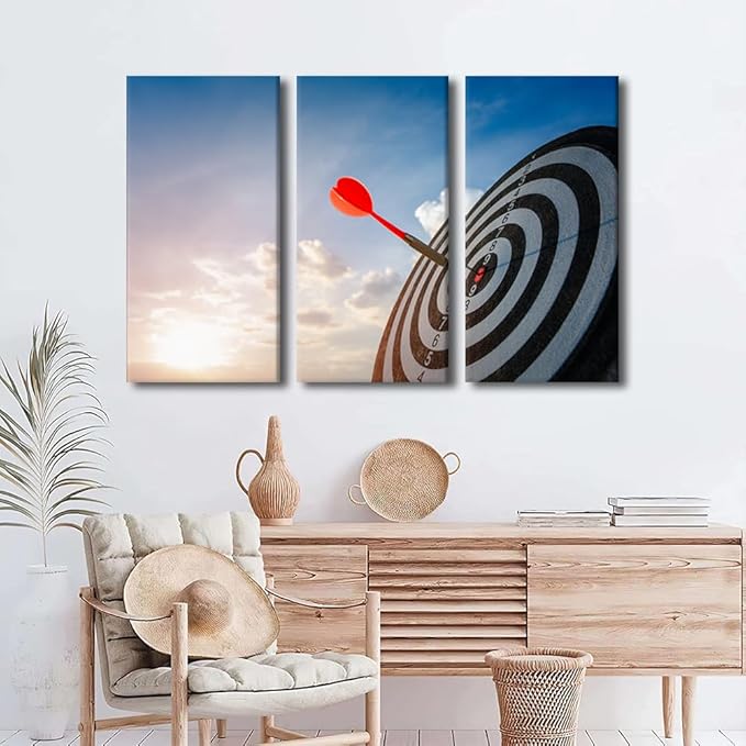 Wall Art Painting Dart Hits the Bullseye Inspirational Bedroom Living Room Wall Decor Successful Concept Framed Office Modern Dart Pictures Canvas Prints Artwork for Bathroom Decorations, 24" Wx36 H