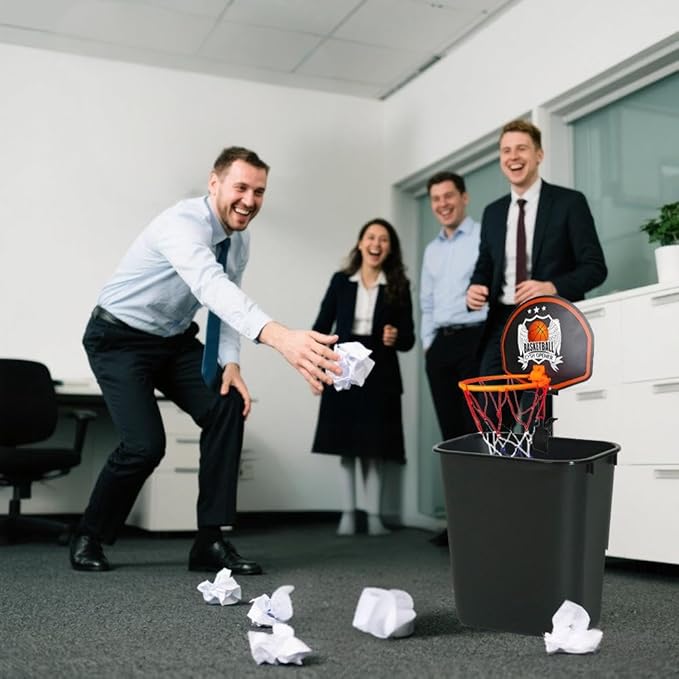 GYSH Trash Can Basketball Hoop，Clip On Any Bin or Behind The Door ! Mini Hoop with Backboard, Ball & Pump，Classroom, Office Toys for Adults, Great Birthday Gift Idea (Black)