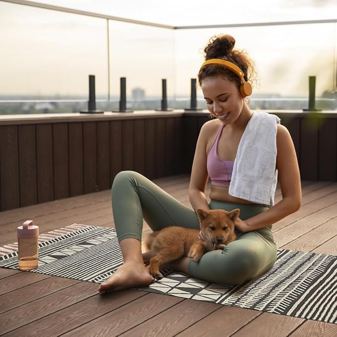 nuveti Cotton Yoga Mat - Absorbent, Grippy Tight Weave, Ashtanga & Hot Yoga Rug, Helps with Slippery Hands & Feet