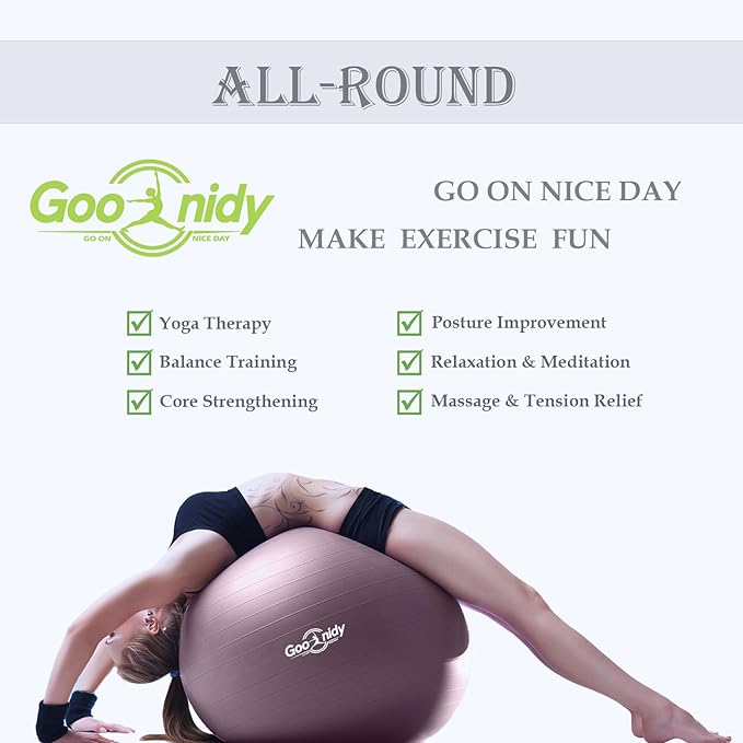 Soft Exercise ball, Anti-Burst Yoga Ball Chair Supports 2200lbs, Workout Equipment w/ Pump for Women Pregnancy, Medicine, Birthing, Physical Therapy, Stability, Excersing, Birth, Swiss, Fitness, Gym