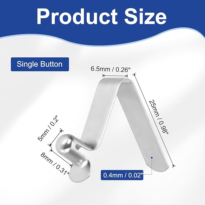 HARFINGTON Single Button Kayak Paddle Snap Spring Clip Spring Steel V-Shaped Hollow Lift Telescopic Locking Tube Pole Clips for Tent Umbrella Camping