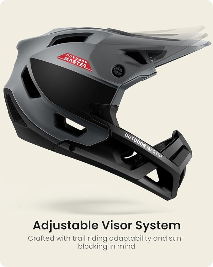 OutdoorMaster Full Face Mountain Bike Helmet for Men & Women-Two Removable Chin Pad Mountain Bike Helmet Grizzly, Ventilation Lightweight Racing Downhill DH BMX MTB Helmet