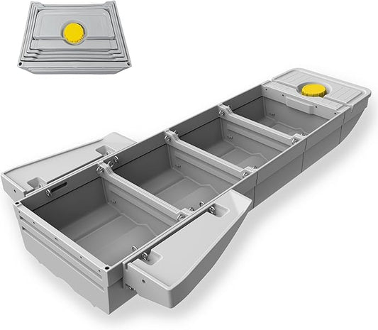 Fishing Boat, Folding Pontoon Boat, Fits in Car Trunk – Portable Modular Kayak, Seats 2-6, Motor-Ready, Sturdier Than Inflatable Boats – Ideal for Lure Fishing, Paddling Trip, Hunting, Rescue