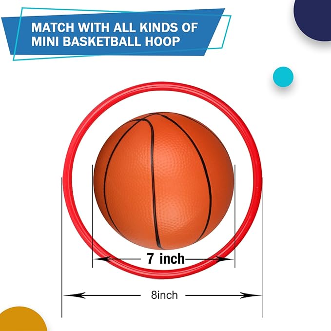 6 Inch PVC Mini Basketball Toys for Indoor Hoops, Soft 6" Rubber Small Repacement Ball for Over Door Hoop Sets, Little Basketballs for Kids Toddler, Lawn Outdoor, Beach, Pool(6 PCS with Air Pump)