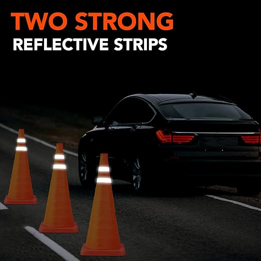 [8 Pack]28 Inch Collapsible Traffic Safety Cones - Parking Cones with Reflective Collars, Orange Safety Cones for Parking lot, Driveway, Driving Training etc