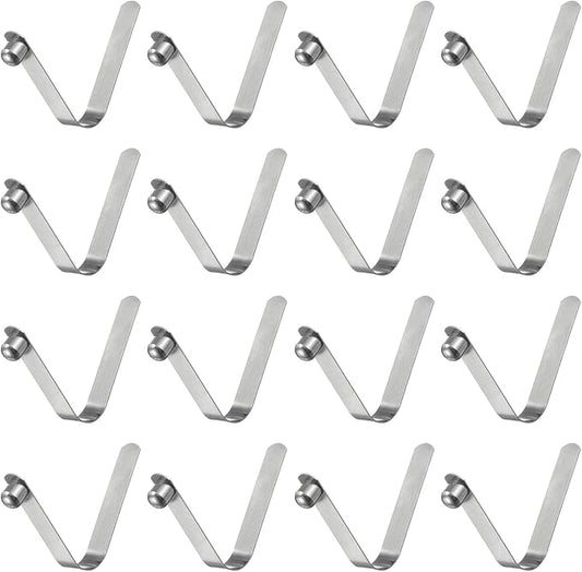 HARFINGTON 16pcs Single Button Kayak Paddle Snap Spring Clip 7x7x49mm 65Mn Spring Steel V-Shaped Solid Lift Telescopic Locking Tube Pole Clips for Tent Umbrella Camping