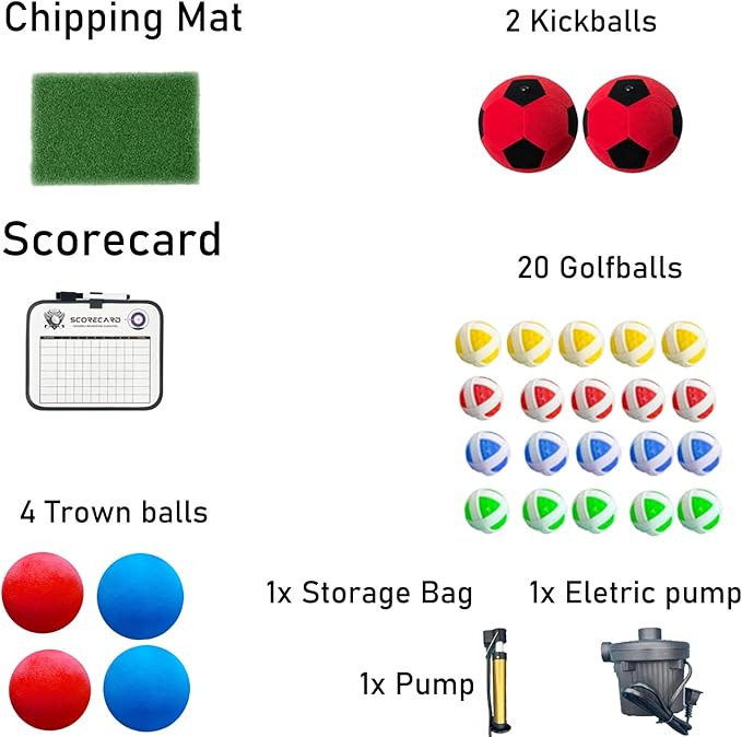Giant Dart Board Inflatable with Pump, Outdoor and Indoor Soccer Sport Kick Dartboard for Kids and Adults, Darts Board Yard Game with 20 Golf Balls, 4 Sticky Balls, 2 Soccers, Chipping Mat, Scoreboard