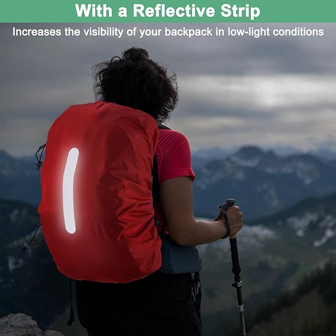Waterproof Backpack Rain Cover Waterproof Backpack Cover, Bag Rain Cover with A Vertical Reflective Strap for Hiking/Biking/Camping/Outdoor Traveling
