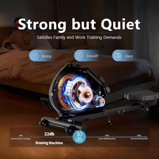 Rowing Machine for Home, Magnetic Rower Machine with Quiet Resistance, Foldable Rower for Home Use, Burn Fat & Sculpt Muscles