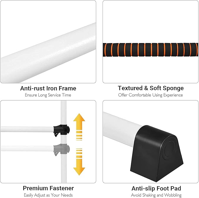 Costzon Portable Ballet Barre, 4ft Freestanding Double Ballet Bar with Adjustable Height, Fitness Dance Bar w/Foam Pads for Stretching, Home Gym Barre Exercise Equipment for Kids & Adults