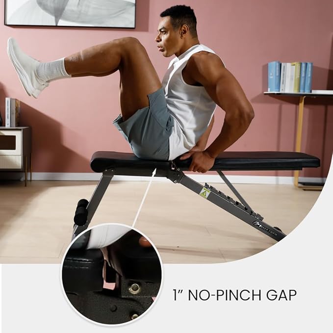 FF Finer Form 5-in-1 Weight Bench, Adjustable & Foldable for Bench Press, Strength Training and Full Body Workout, Perfect for Dumbbell Sets or an Adjustable Dumbbell Set in Your Home Gym