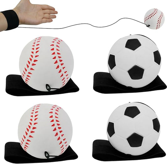 Wrist Return Ball, 2.36inches Rubber Rebound Ball with Strap for Wrist Exercise Play