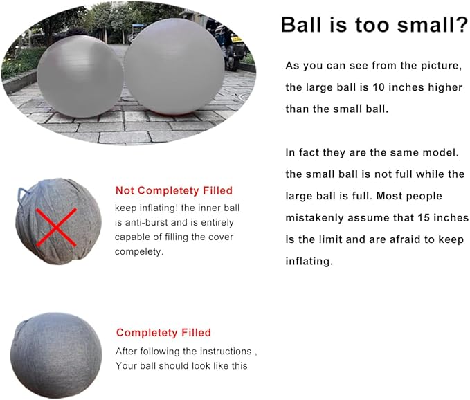 Exercise Ball Chair with Fabric Cover, Standard Size (25inches/65cm), for Home Offices, Balance Training, Yoga Ball