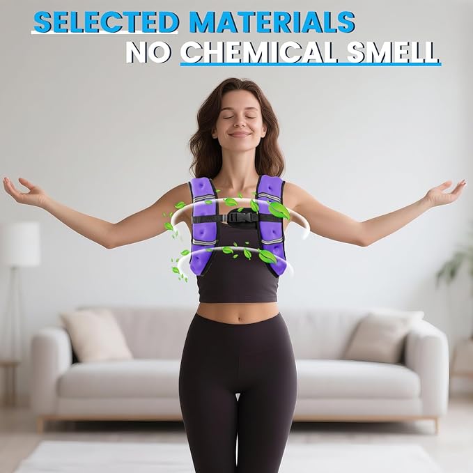 Weighted Vest, 6lb/8lb/12lb/16lb/20lb/30lb for Men, Women with Reflective Stripe, Weight Vests Adjustable for Workout, Strength Training, Running, Fitness, Muscle Building, Weight Loss