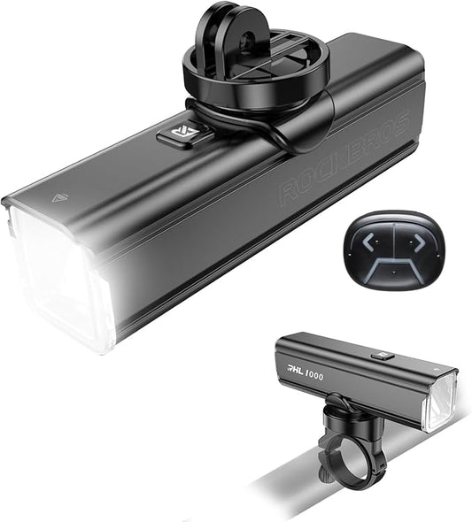 ROCKBROS 1500 Lumens Bike Light for Night Riding, 5000mAh USB-C Rechargeable Bike Headlight, Aluminium Alloy IPX6 Waterproof Bike Front Light, 5 Modes & Auto Mode Anti-Dazzling LED Bike Light