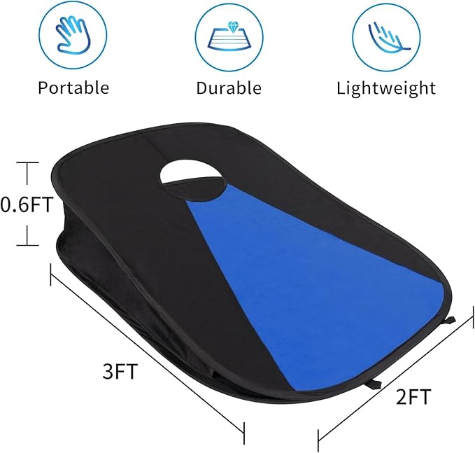 Portable PVC Framed Cornhole Game Set with 2 Collapsible Cornhole Boards, 8 Bean Bags and Carrying Case, Waterproof Mini Cornhole Set, Outdoor Indoor Yard Toss Games Rainbow Design (3 x 2-feet)