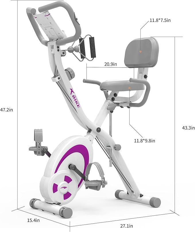 leikefitness Folding Stationary Bike Recumbent Exercise Bike w/Arm Resistance Bands-Pulse Sensor-LCD Monitor and Easy to Assemble Indoor Cycling Bike 2280