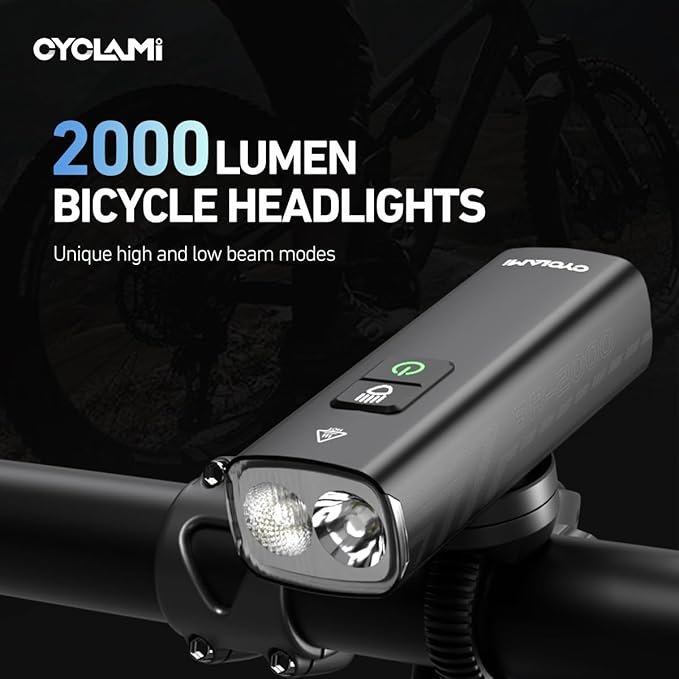 Bike Light Set - 2000 Lumen USB Rechargeable Headlight & Safety Tailligh, 5+4 Modes, 200M Visibility, Tool-Free Mount - IPX6 Waterproof Aluminum Alloy for Mountain/Commute Biking