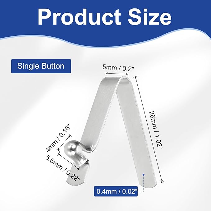 HARFINGTON Single Button Kayak Paddle Snap Spring Clip Spring Steel V-Shaped Hollow Lift Telescopic Locking Tube Pole Clips for Tent Umbrella Camping