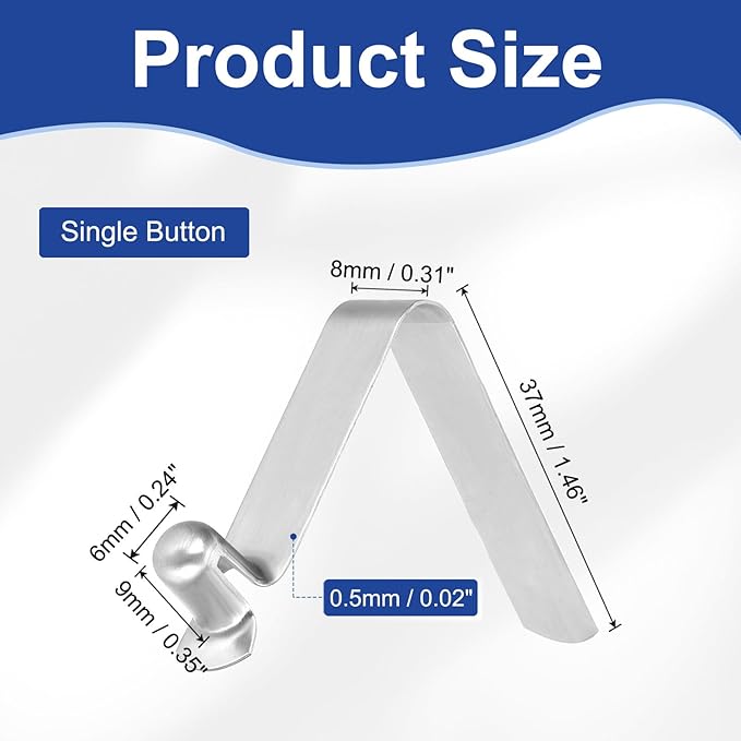 HARFINGTON Single Button Kayak Paddle Snap Spring Clip Spring Steel V-Shaped Hollow Lift Telescopic Locking Tube Pole Clips for Tent Camping