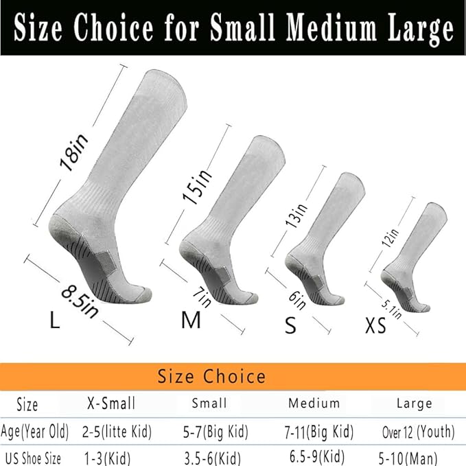 Baseball Socks 3 Pairs for Kid Youth Adult(4-20 Years Old) Team Sport Athletic Soccer Socks Cushion Softball Socks