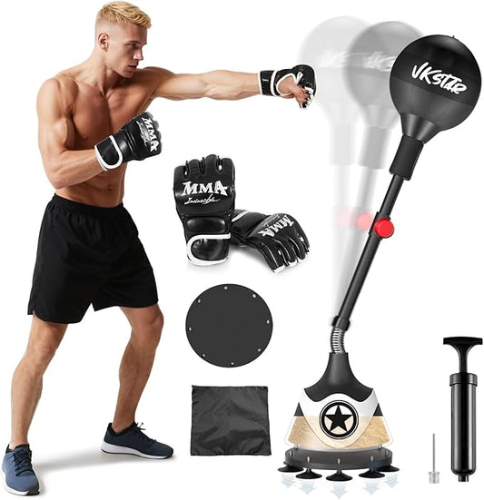 Boxing Speed Training Sandbag with Suction Cup, Boxing Reflex Bag for Teens and Adults, Height Adjustable - Home Gym Equipment