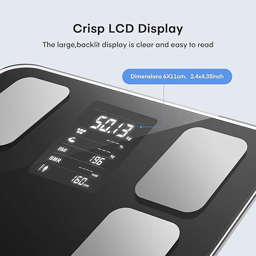 EEBBL Smart Scale for Body Weight, Digital Bathroom Scale BMI Weighing Bluetooth Body Fat Scale, Body Composition Monitor Health Analyzer with Smartphone App, Buletooth 5.0 400 lbs - Black