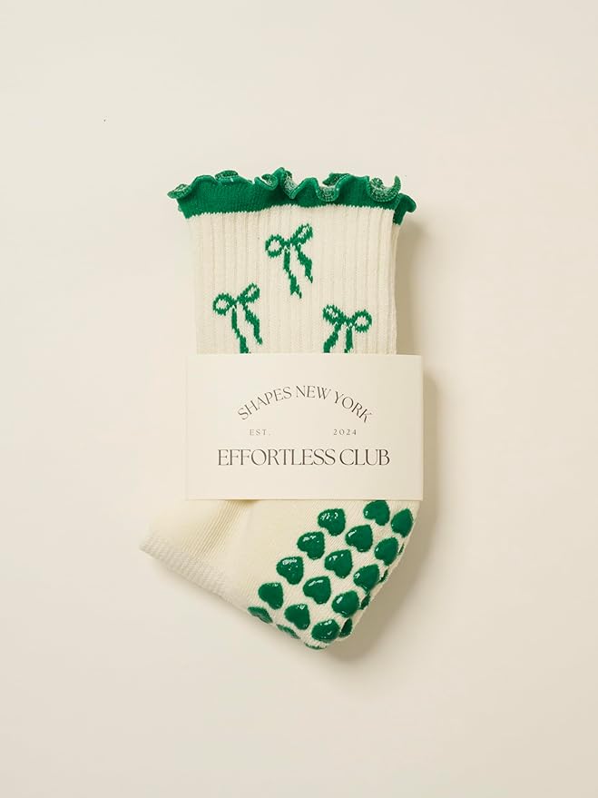 Crew Half Calf Grip Socks, Cutest Fruits Pilates Socks, Ruffle socks, Non-Slip, Barre Yoga Fitness