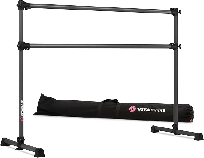 VITA Barre Portable Freestanding Double Ballet Barre, Prodigy, with Carry Bag | Adjustable Height, USA Made, Home or Gym Exercise Equipment for Kids & Adults | Dance, Fitness, Pilates
